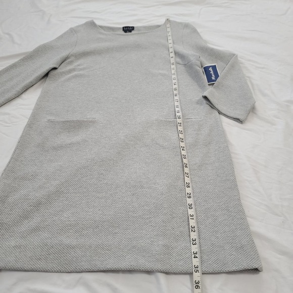 Nicole Miller New York Dress Gray Large 3/4 Sleeve Pockets Stretch Knit Short - Picture 8 of 8